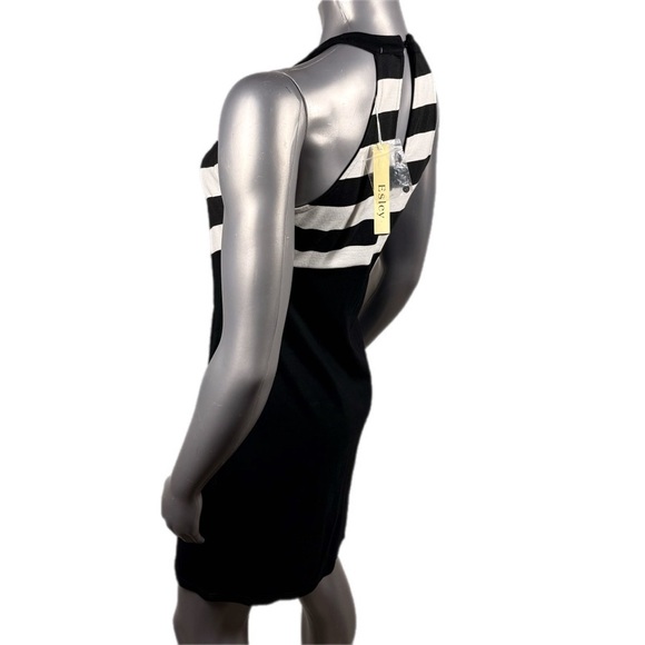Esley | Black & White Chevron Striped Knit Halter Dress NWT - Picture 7 of 14